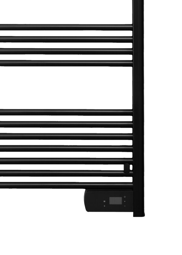 aluminum-electric-heated-towel-rail-24h-timer-bathroom Aluminum electric heated towel rail with 24-hour timer for efficient bathroom use.