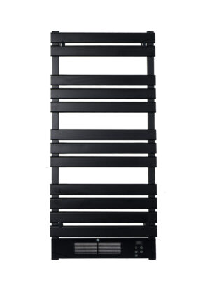 Renowell 2100W black smart towel rail with high-power PTC fan heater and WiFi.