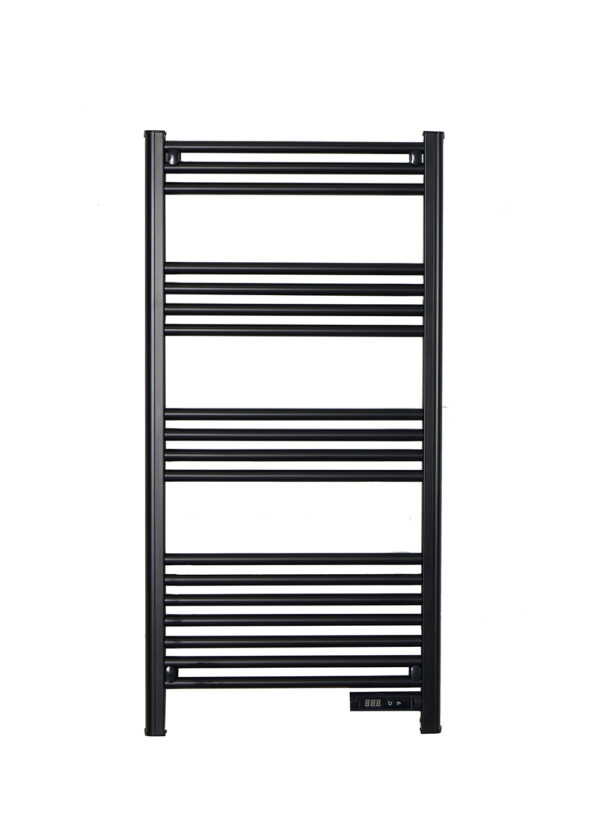 Renowell aluminum ladder style electric heated towel rail with premium round bars.