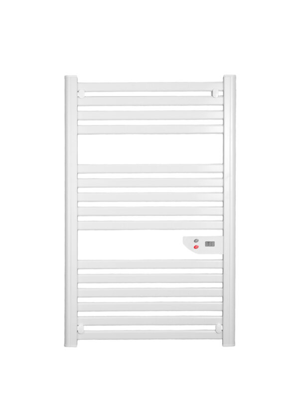 renowell-white-flat-bar-aluminum-electric-heated-towel-rail Renowell white flat bar aluminum electric heated towel rail for modern bathroom design.