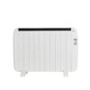 White aluminum convection heater with LED display for freestanding or wall-mounted use.