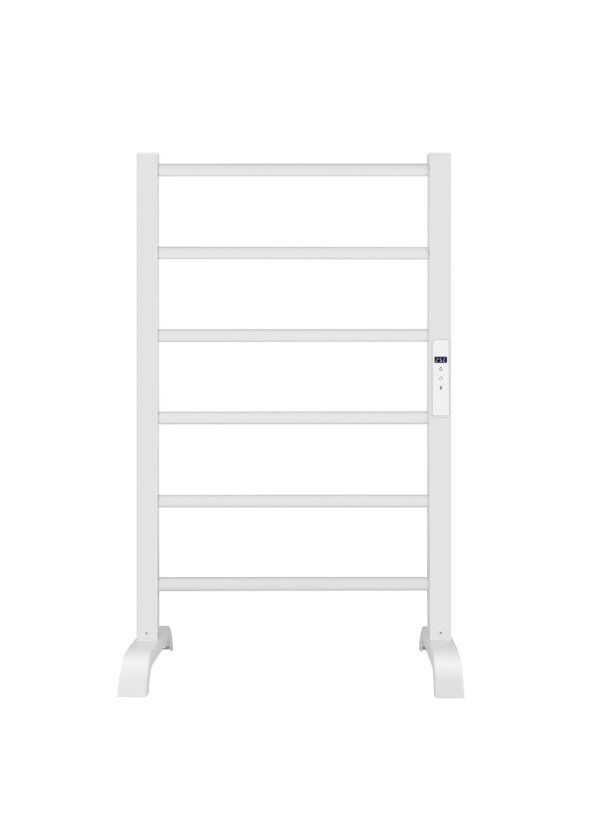 2-in-1-freestanding-wall-mounted-aluminum-towel-warmer 2-in-1 freestanding and wall-mounted aluminum electric towel warmer for flexible installation.