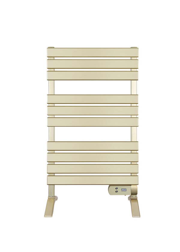 2-in-1 Wall Mounted and Freestanding Heated Towel Rack in Brushed Gold