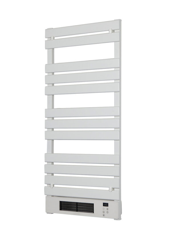 2100w-black-bathroom-radiator-1800w-blower-fan Powerful 2100W black bathroom radiator featuring an 1800W integrated fan blower.