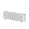 low-profile-skirting-board-heater-white-matte-black Low-profile skirting board heater in white and matte black finishes for discreet room warming.