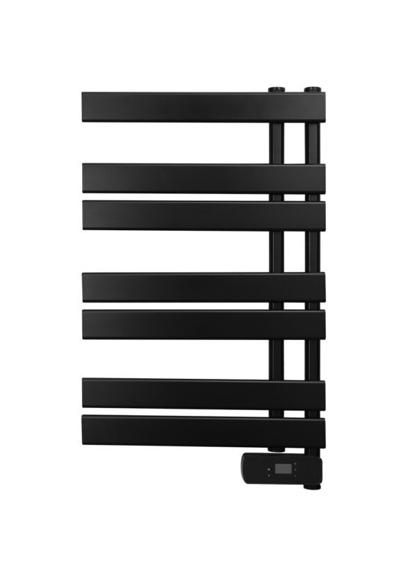 Modern side-opening white bathroom radiator made of high-quality lightweight aluminum.