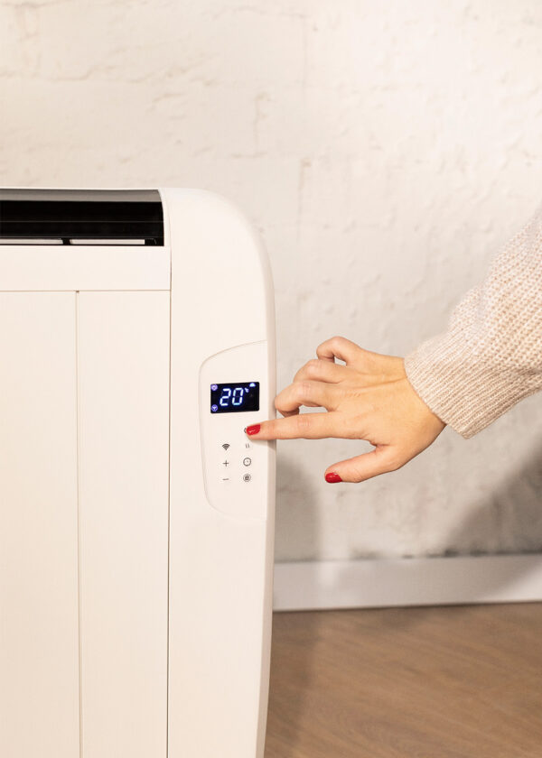 WiFi smart electric convection heater with remote control, overheat and tip-over protection.