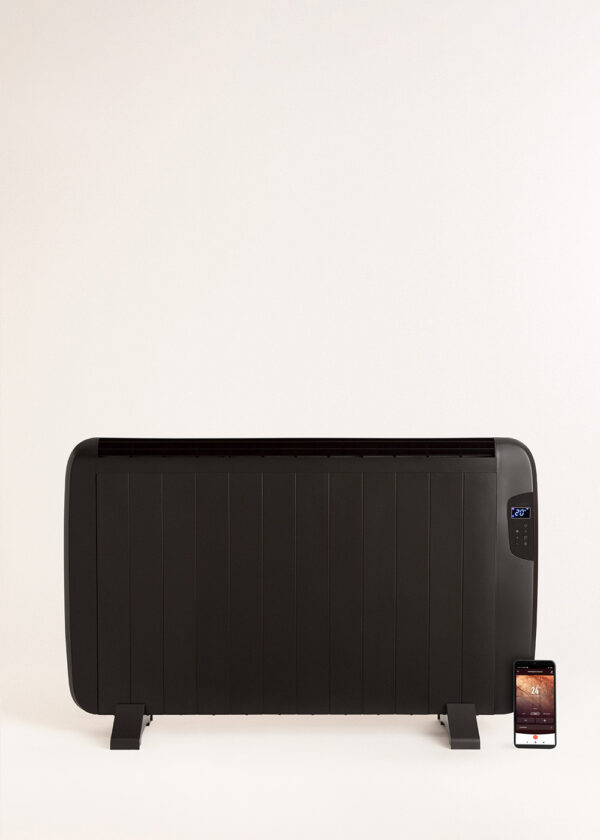 Adjustable 5-40C convection space heater with weekly timer and open window detection.