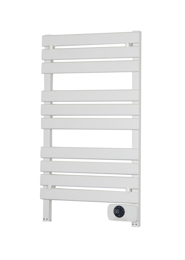 aluminum-heated-towel-rail-supplier-500w-wifi-control Premium 500W aluminum heated towel rail supplier with child lock and IP24 safety rating.