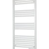 Aluminum round bar electric towel warmer with 24-hour digital timer and LED display.