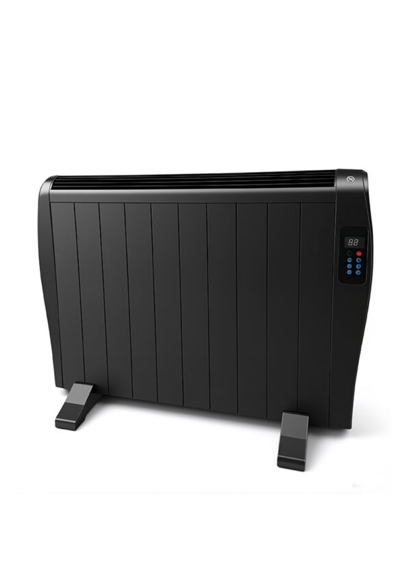 modern-white-convection-heater-lcd-digital-thermostat Modern white convection heater with LCD digital thermostat and 5-40°C precise temperature range.