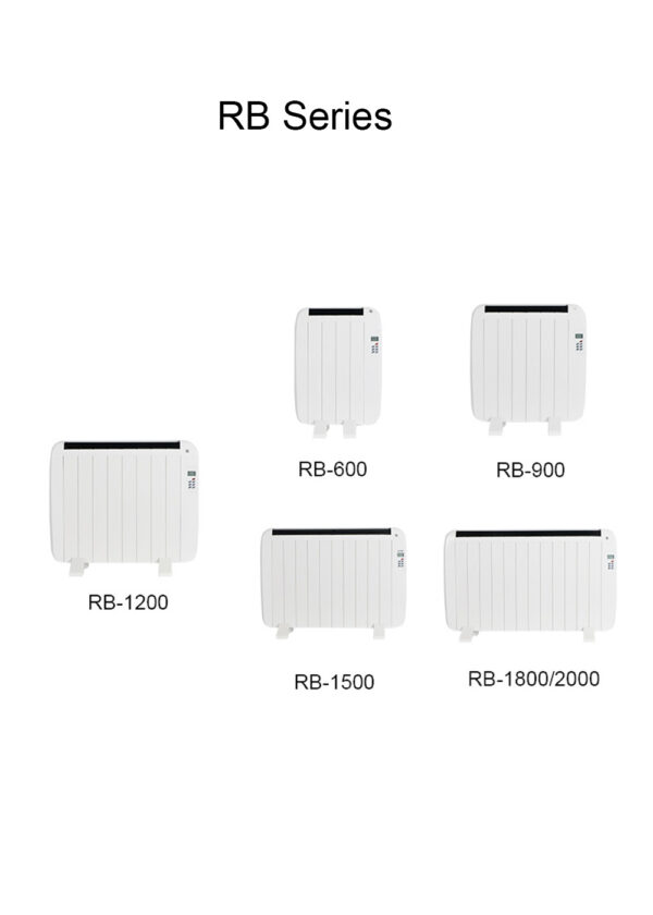 Powder-coated white convection heater with low and high heat modes for indoor use.