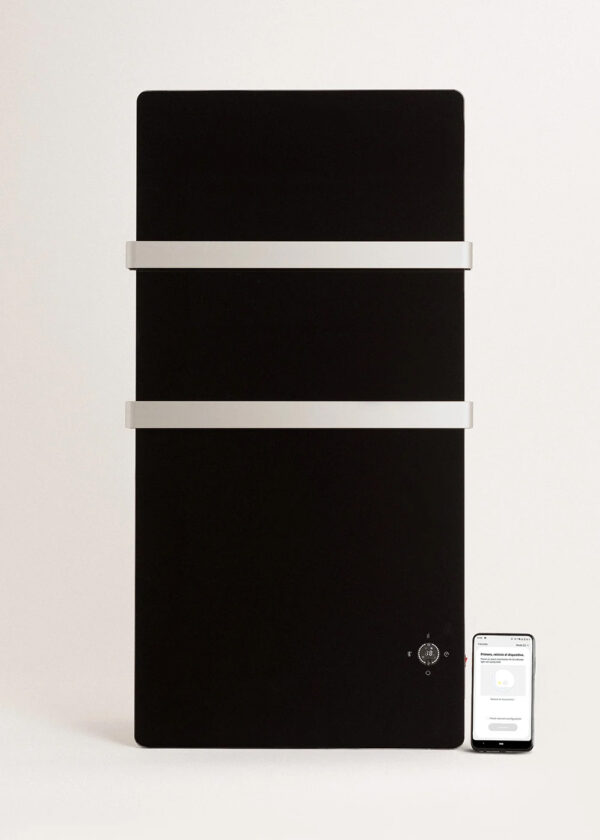 smart-glass-electric-towel-rack-weekly-timer-remote-control Smart glass electric towel rack with weekly timer, touch control, and remote app support.