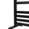 Freestanding aluminum electric towel warmer with square tubes and stable floor-mount base.