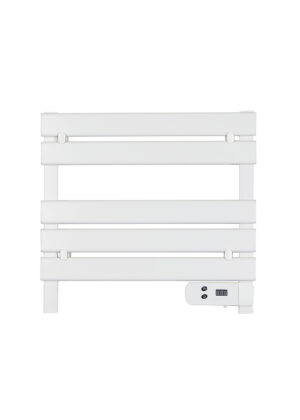 Renowell 150W energy efficient aluminum towel rail with LED screen and timer.