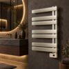 renowell-flat-bar-heated-towel-rack-single-column-easy-slide-on-loading-thick-bath-towels.jpg Flat bar heated towel rack single-column design for easy slide-on loading of thick bath towels
