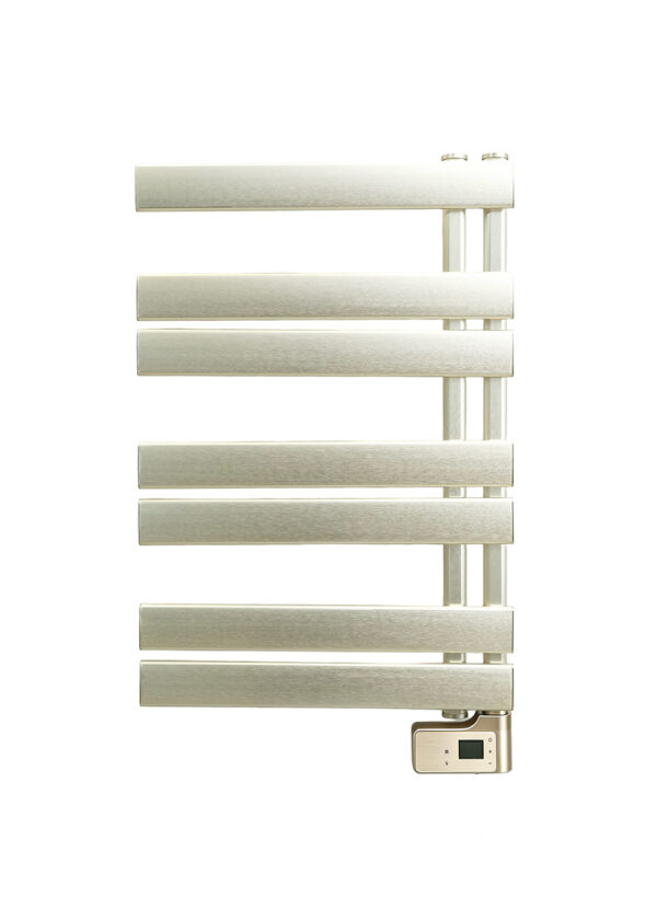 renowell-7-bar-flat-bar-heated-towel-rack-aluminum-brushed-finish-white-background 7-Bar flat bar heated towel rack aluminum brushed finish on white background
