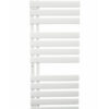 Matte white designer heated towel rack powder coated finish on white background